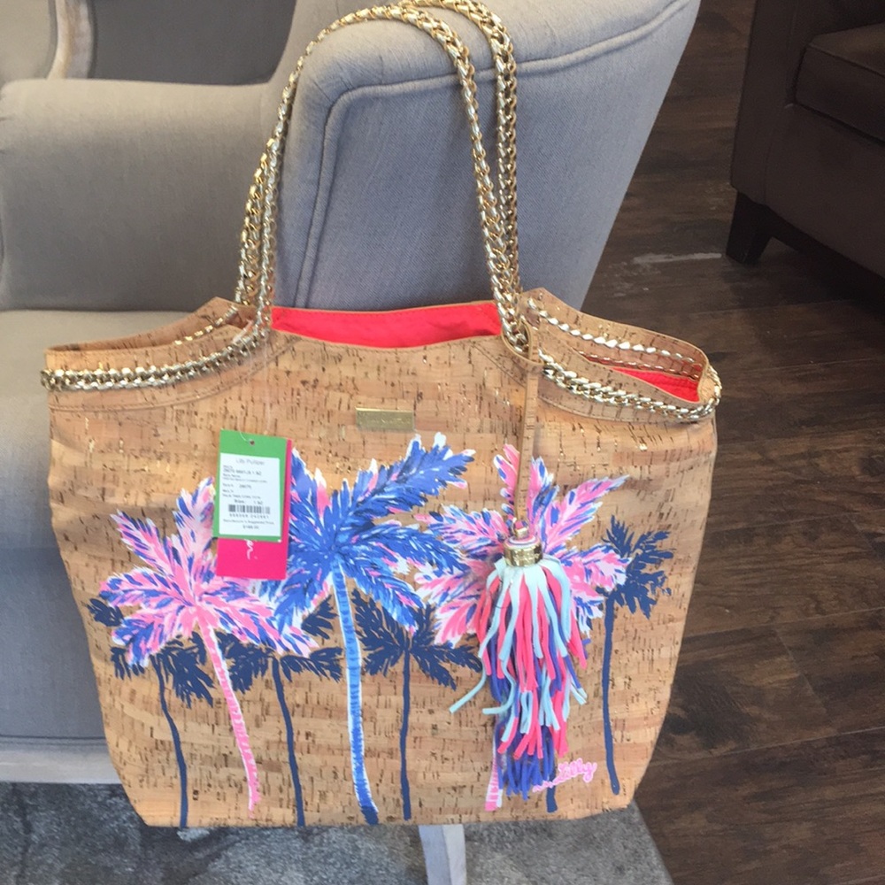 Lilly Pulitzer Palm Tree Cork Tote